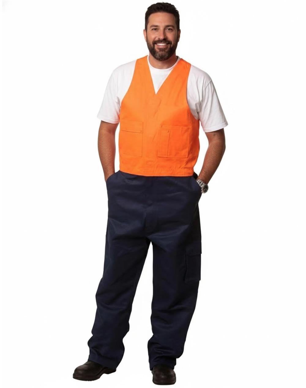 Hi-His Two Tone Men's Cotton Drill Action Back Overall-Regular